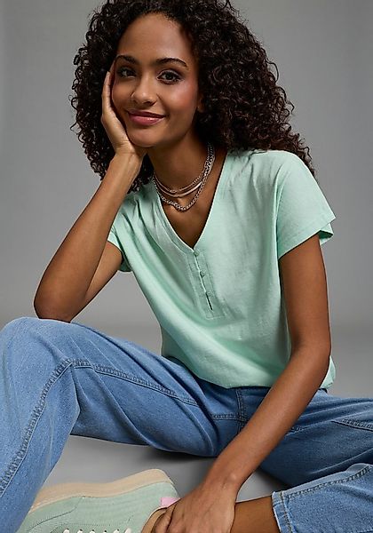 Flashlights V-Shirt V-Ausschnitt, mit Knopfleiste, figurumspielende Passfor günstig online kaufen