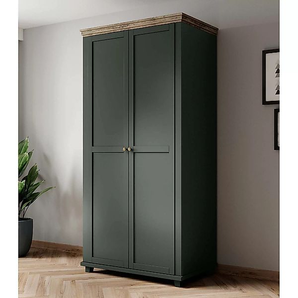 Kleiderschrank mit 2 Türen EPSOM-83 in grün mit Lefkas Eiche Nb., B/H/T: ca günstig online kaufen