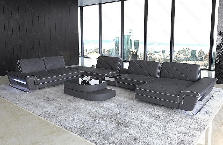 Sofa Dreams Wohnlandschaft Sofa Leder Bari XXL U Form Ledersofa, Couch, mit günstig online kaufen