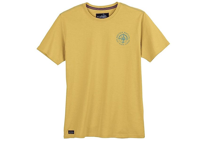 redfield Rundhalsshirt Redfield T-Shirt XXL gelb kleiner Brustprint günstig online kaufen