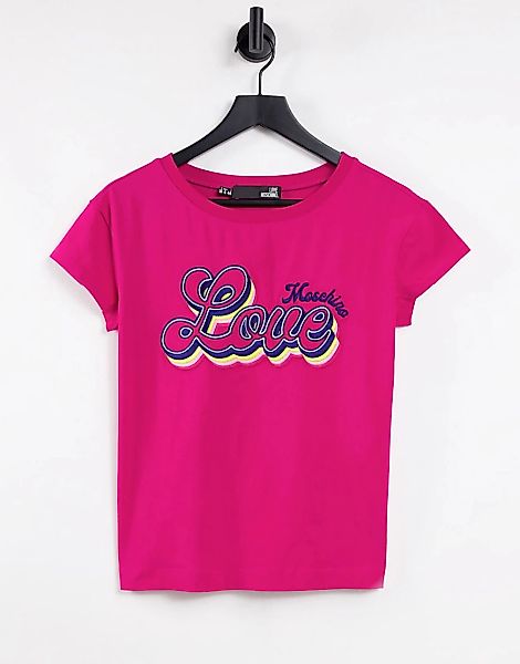 Love Moschino – T-Shirt in Rosa mit Love-Logo günstig online kaufen