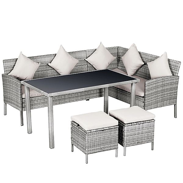 Outsunny 5-Tlg. Gartenmöbel Set Rattan mit Fußhocker 134 x 60 x 75 cm günstig online kaufen