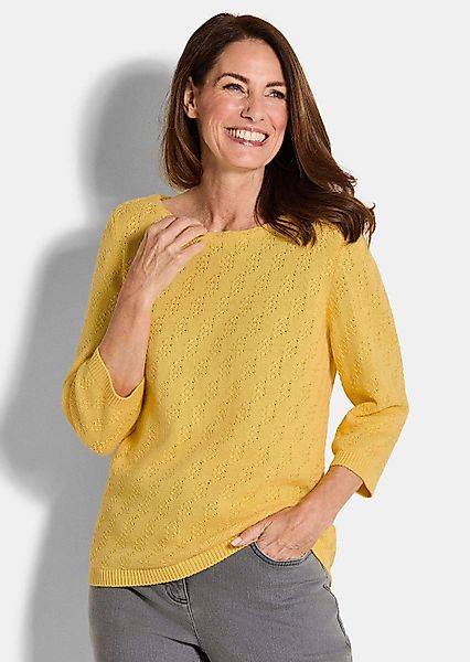 GOLDNER Strickpullover Halbarm Baumwollpullover mit Struktur günstig online kaufen