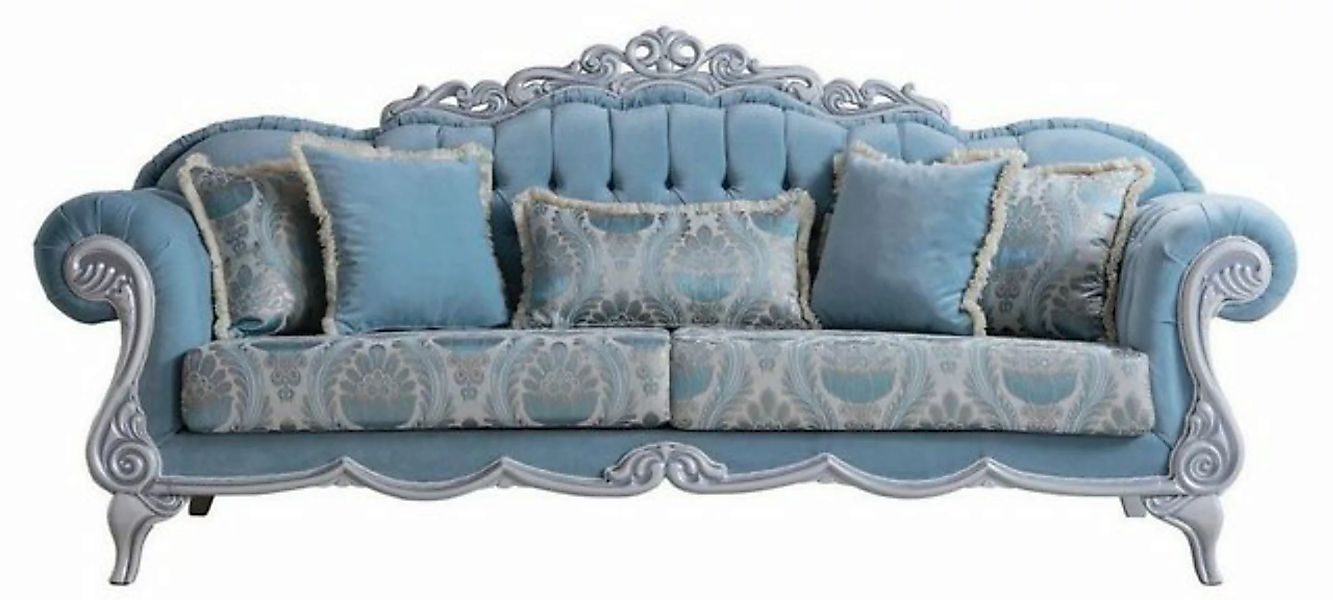 Casa Padrino Sofa Luxus Barock Wohnzimmer Sofa mit dekorativen Kissen Hellb günstig online kaufen