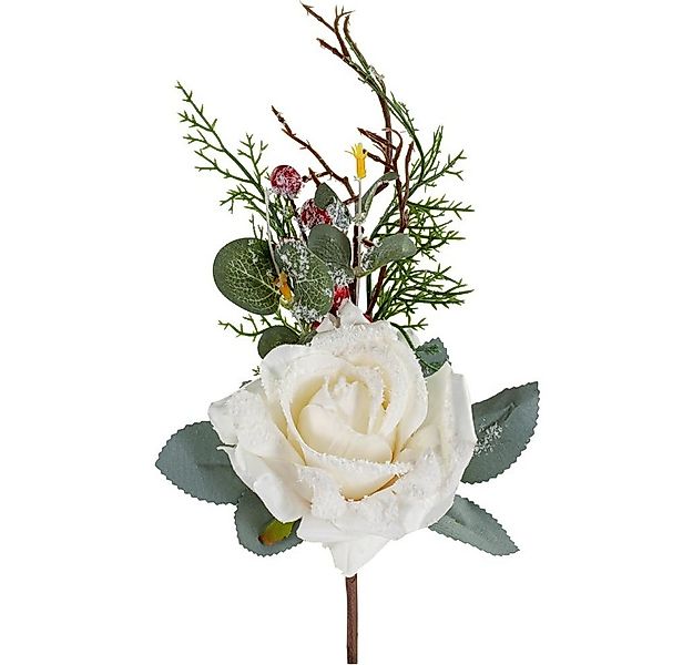 Kunstblume Rosenbouquet beschneit Kunstblume Ø 10x15 cm creme Rose, matches günstig online kaufen