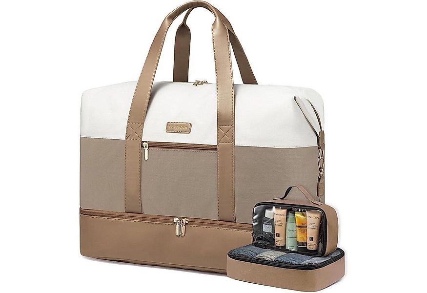 LuxusKollektion Weekender Reisetasche Damen Weekender Handgepäck 60L Beige günstig online kaufen