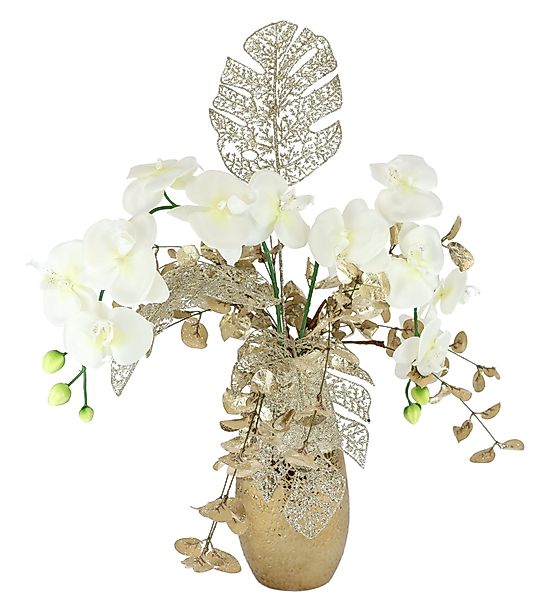 Winterliche Kunstpflanze Gesteck mit Orchidee in günstig online kaufen