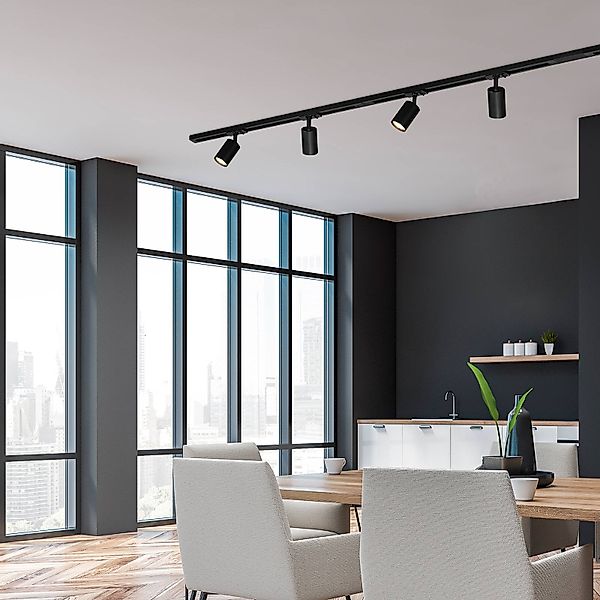Schienensystem RAIL 230 V, schwarz, 4 LED-Spots, Länge 1,5 m günstig online kaufen