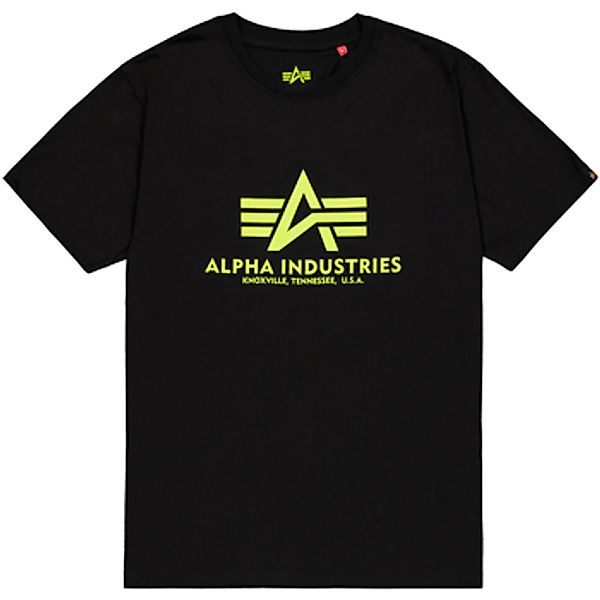 Alpha Industries  T-Shirt Basic T-Shirt BL Neon Print - black/neon yellow günstig online kaufen