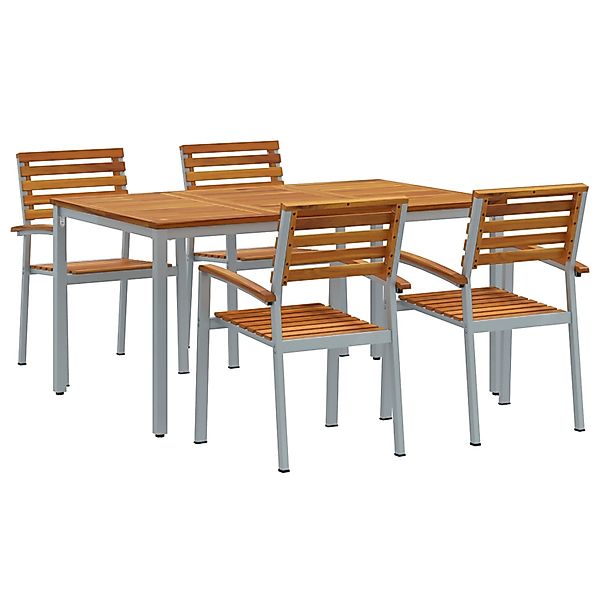 vidaXL 5-Teiliges Garten-Esszimmer-Set aus Massivem Akazienholz und Metall günstig online kaufen