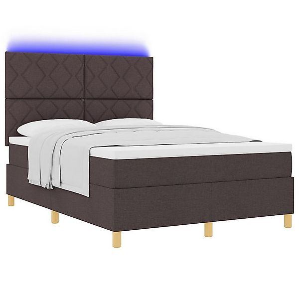 vidaXL Bett Boxspringbett mit Matratze & LED Dunkelbraun 140x200 cm Stoff ( günstig online kaufen
