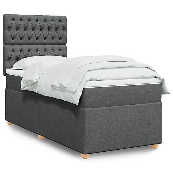 vidaXL Boxspringbett mit Matratze Dunkelgrau 90x200 cm Stoff 3293471 günstig online kaufen