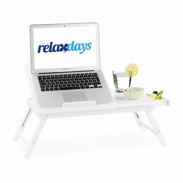 relaxdays Bambus Laptoptisch weiß günstig online kaufen
