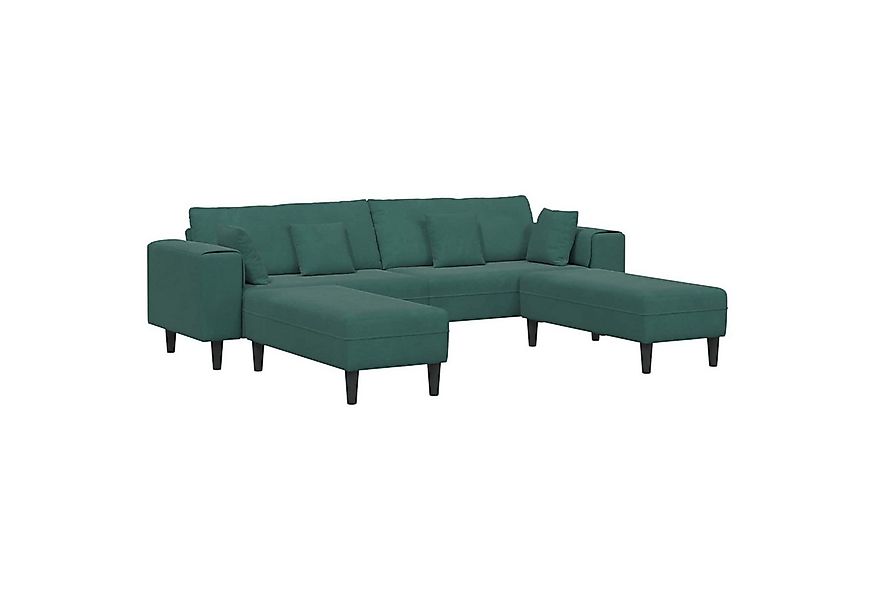 vidaXL Sofa Sofa mit Kissen 3 pcs Dunkelgrün Samt, 3 Teile günstig online kaufen