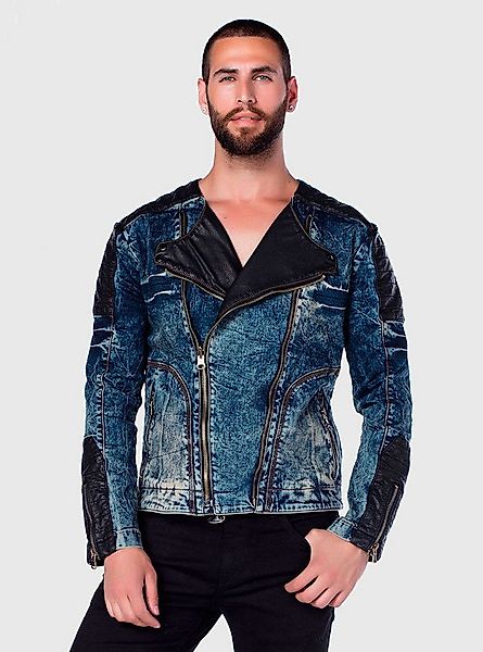 Cipo & Baxx Jeansjacke Jacke mit asymetrischen Kragen und Reißverschluss günstig online kaufen