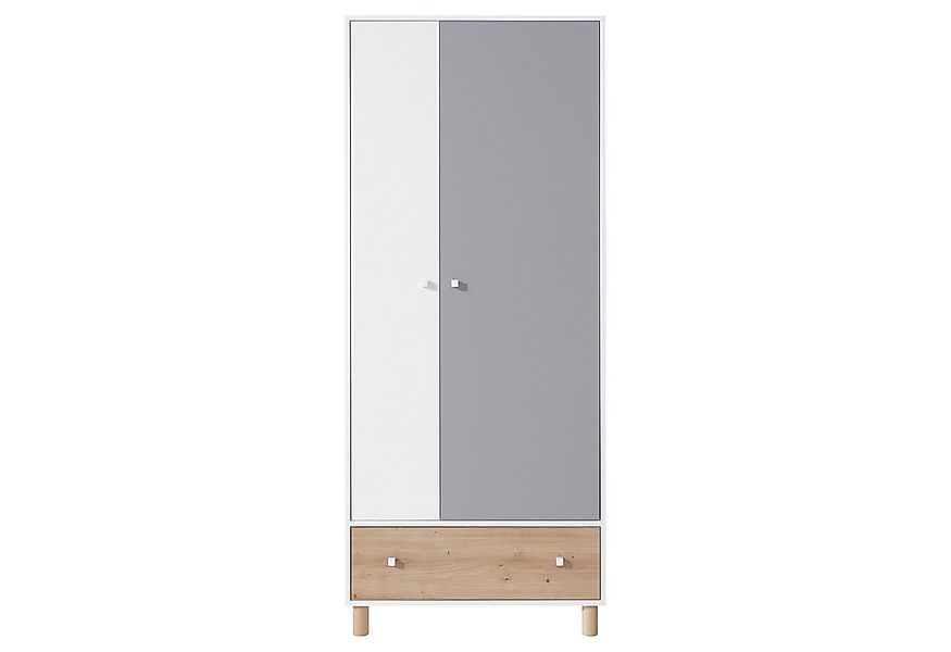 Lomadox Kleiderschrank FAIRFAX-133 80cm breit, in weiß mit Eiche und grau günstig online kaufen