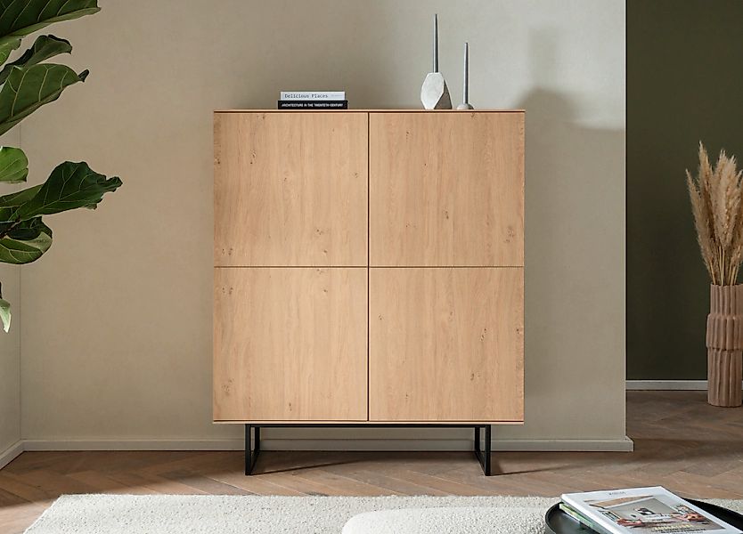 Home affaire Highboard "Lund, moderner Schrank, Kommode mit Kufengestell", günstig online kaufen