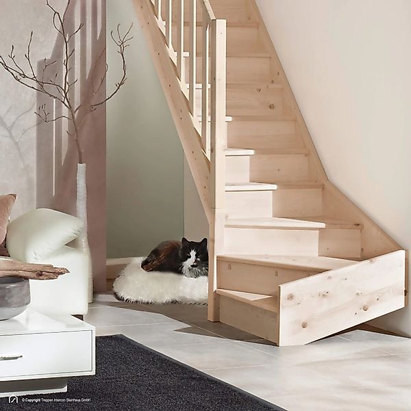 Treppen Intercon Holztreppe Casablanca Raumspartreppe Fichte Naturbelassen günstig online kaufen
