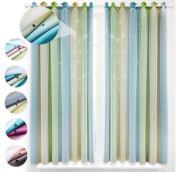 FOUORTUNATE-BEE Gardine Vorhänge Blickdicht Kinderzimmer Halbtransparent (1 günstig online kaufen