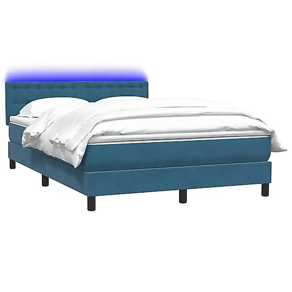 vidaXL Boxspringbett mit Matratze & LED Dunkelblau 160x210 cm Samt 3317275 günstig online kaufen