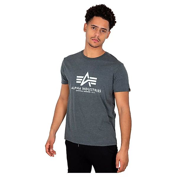 Alpha Industries Basic Kurzärmeliges T-shirt XS Charcoal Heather / White günstig online kaufen