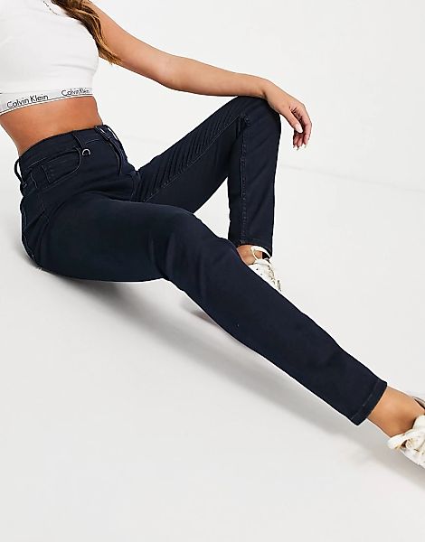 Calvin Klein Jeans – Superenge Jeans in dunkler Waschung mit hohem Bund-Mar günstig online kaufen