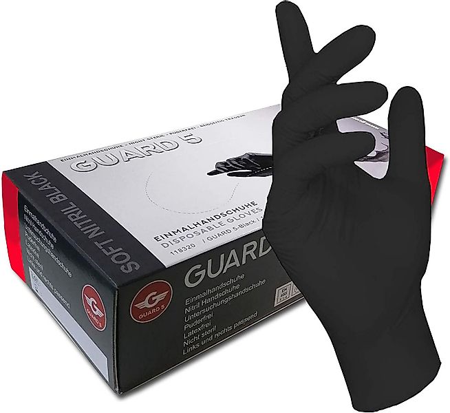 GUARD 5 Einweghandschuhe 100er - Box schwarze Hygiene- Koch- und Küchenhand günstig online kaufen