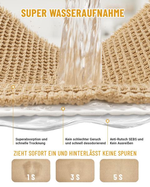 Coonoor Badematte Rutschfeste Waffel-Badmatte, Super Absorbierende günstig online kaufen