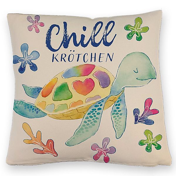 speecheese Dekokissen Schildkröte Kissen mit Leinenoptik günstig online kaufen