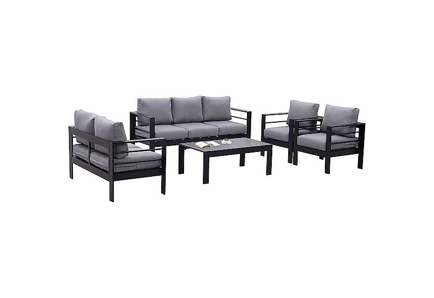 MeXo Gartenlounge-Set Gartenmöbel Set Aluminium 6-7 Personen Outdoor Wetter günstig online kaufen