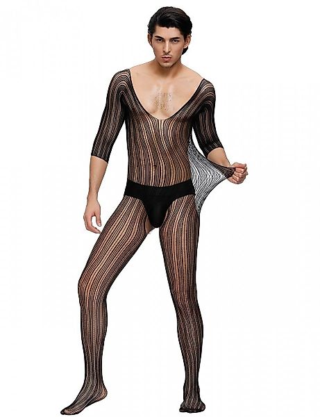 Lau-Fashion Lange Unterhose Bodystocking Nadelstreifen Transparent günstig online kaufen