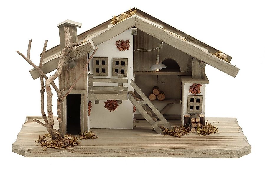 ELLUG Krippe Holz Krippenstall, mit Licht 38*18*21cm (OHNE Krippenfiguren) günstig online kaufen