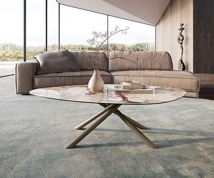 Couchtisch Edge Organisch 140x76 cm Keramik Minas Melange Sarity Metall Eff günstig online kaufen
