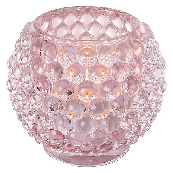 Fink Kerzenhalter Teelichthalter Dots Glas Rosa günstig online kaufen