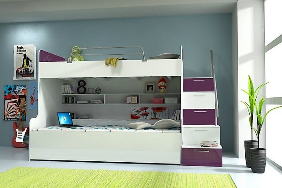 JVmoebel Etagenbett DOPPELSTOCKBETT "HOCHGLANZ" KINDER ETAGENBETT BETT SOFO günstig online kaufen