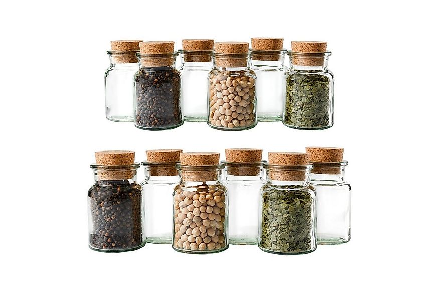 MamboCat Gewürzbehälter 12er Set Gewürzgläser 150ml + Korken Aufbewahrung K günstig online kaufen