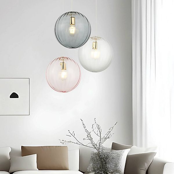 Hängeleuchte Diana, rauchgrau/goldfarben, Ø 30 cm, Glas günstig online kaufen