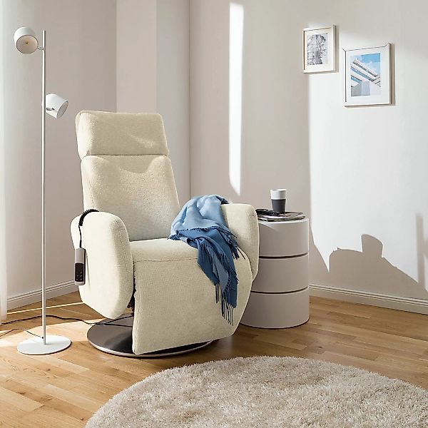 home24 Fredriks Relaxsessel Biar Hellbeige Strukturstoff 71x110x82 cm (BxHx günstig online kaufen
