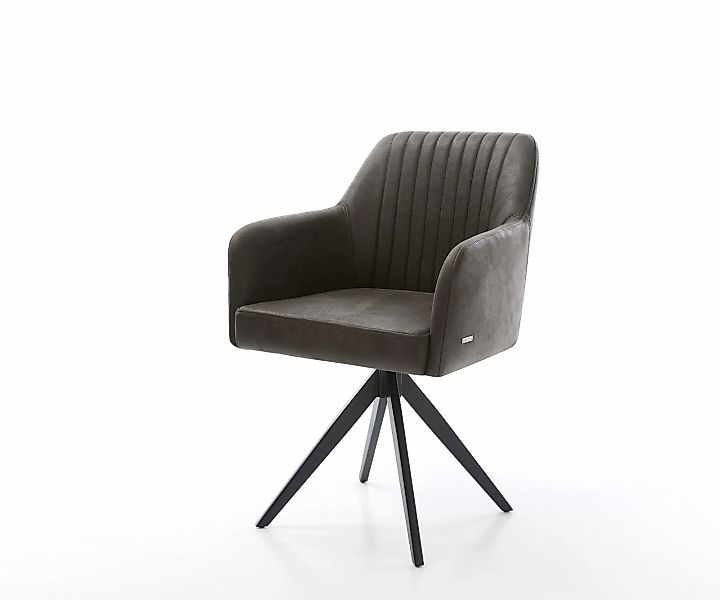 Esszimmerstuhl Greg-Flex Mikrofaser Anthrazit Vintage Kreuzgestell kantig S günstig online kaufen