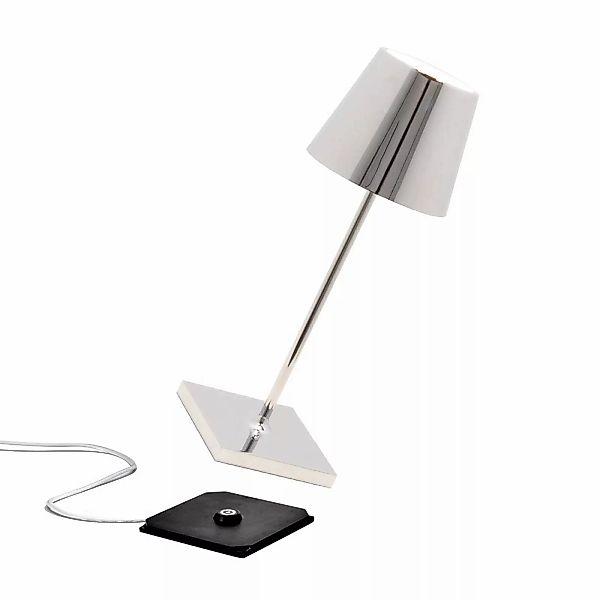 LED Akku Tischleuchte Poldina Mini in Silber 2,2W 200lm IP65 günstig online kaufen