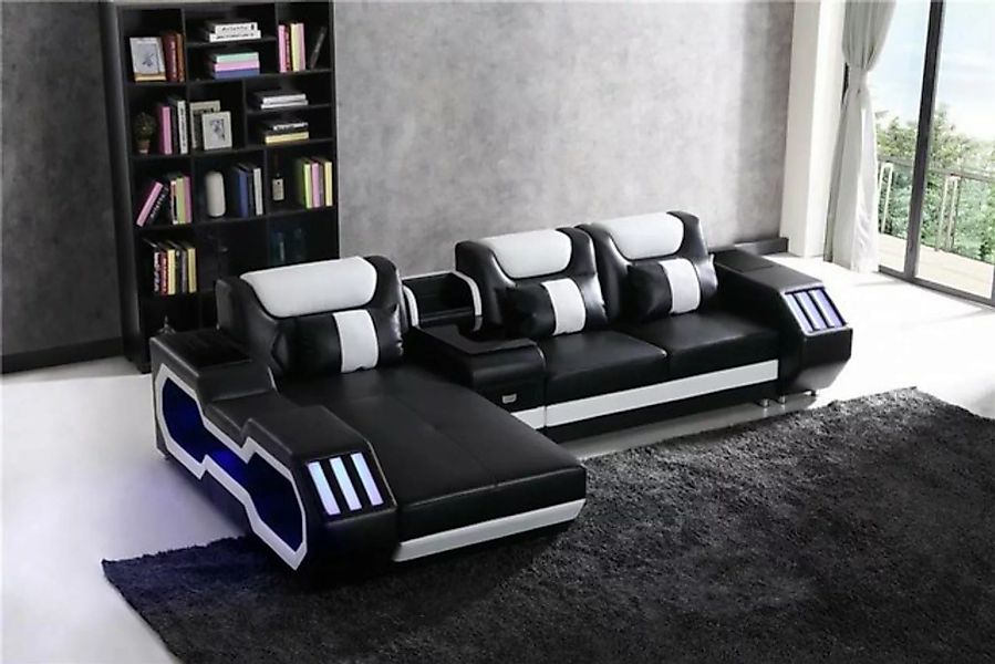 JVmoebel Ecksofa Sofa LED Beleuchtete Ecksofa Leder Couch Sitz Polster Wohn günstig online kaufen