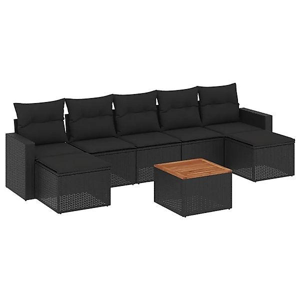 vidaXL 8-Tlg Garten-Sofagarnitur mit Kissen Schwarz Poly Rattan 3224249 günstig online kaufen