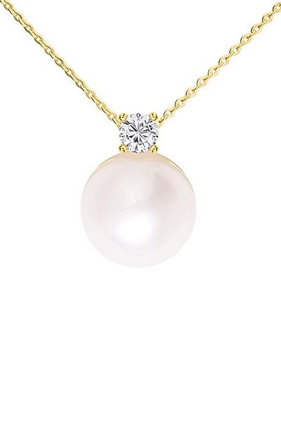 My Gold Perlenkette Damen Perlen Halskette Gold 333 Zirkonia Damenkette Gol günstig online kaufen