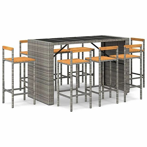 Vidaxl 7-tlg. Gartenbar-set Grau Poly Rattan & Massivholz Akazie günstig online kaufen