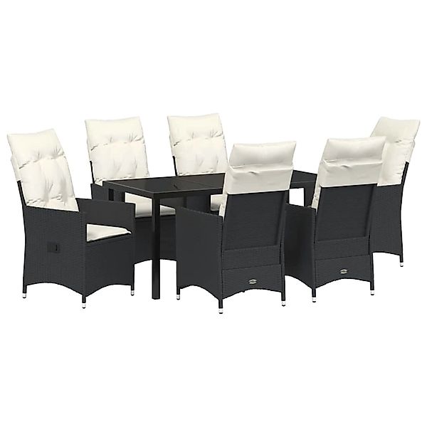 vidaXL Garten Essgruppe mit Kissen 7-Tlg Schwarz Poly Rattan 3379538 günstig online kaufen