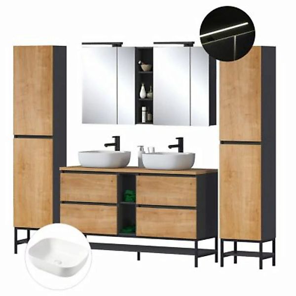 Lomadox Badezimmer Set mit Gestell und Aufsatzwaschbecken MODENA-56 in anth günstig online kaufen