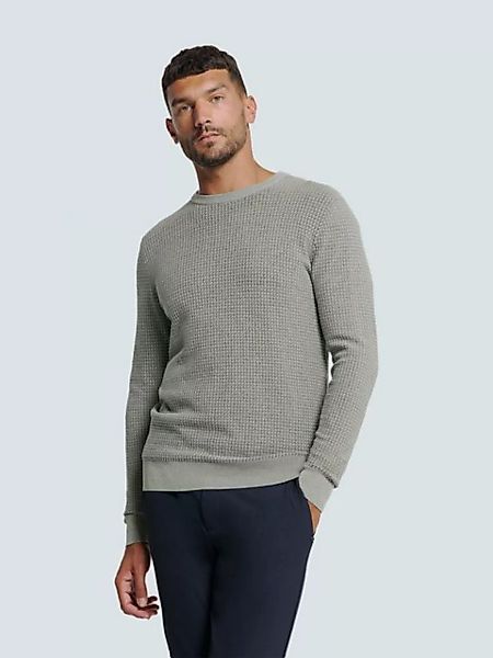 NO EXCESS Strickpullover – Zweifarbiger Crewneck Sweater aus Waffel-Jacquar günstig online kaufen