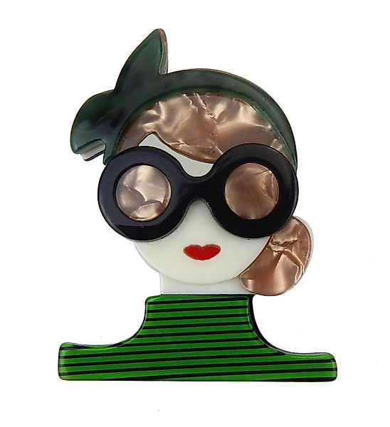 Ella Jonte Anstecknadel, Brosche Frau Rockabella 4 Farben Rot Gold Grün ode günstig online kaufen