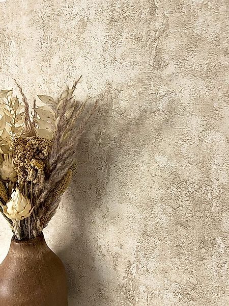 Newroom Vliestapete, Beige Tapete Modern Beton - Betontapete Naturstein Cre günstig online kaufen