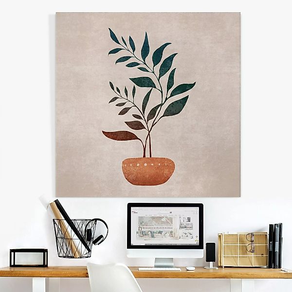 Leinwandbild Boho Blätter in Vase II günstig online kaufen